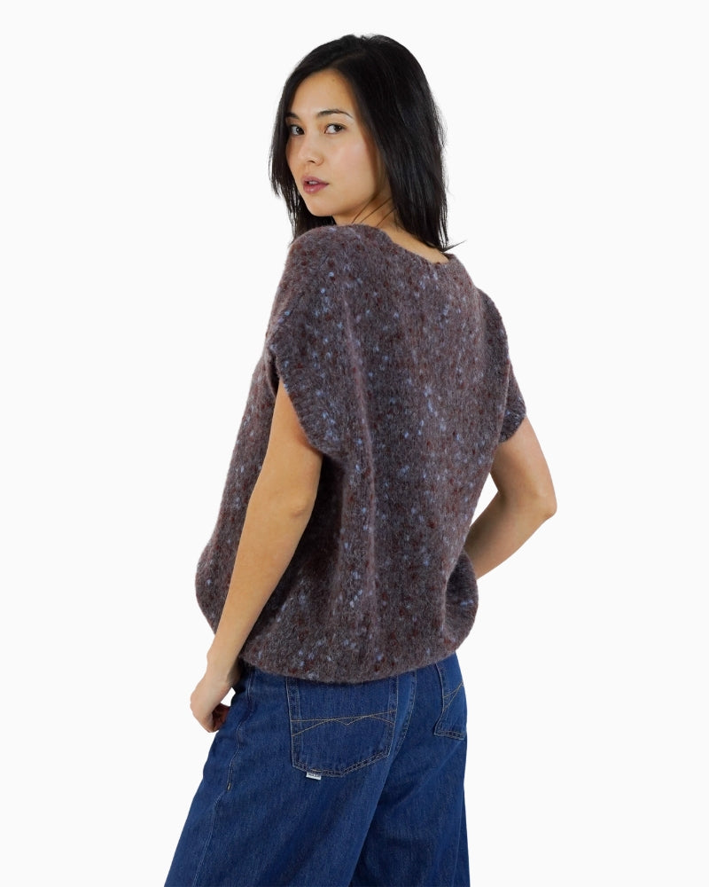 TWNS The Label Madelina Sweater Vest in Burgundy back view