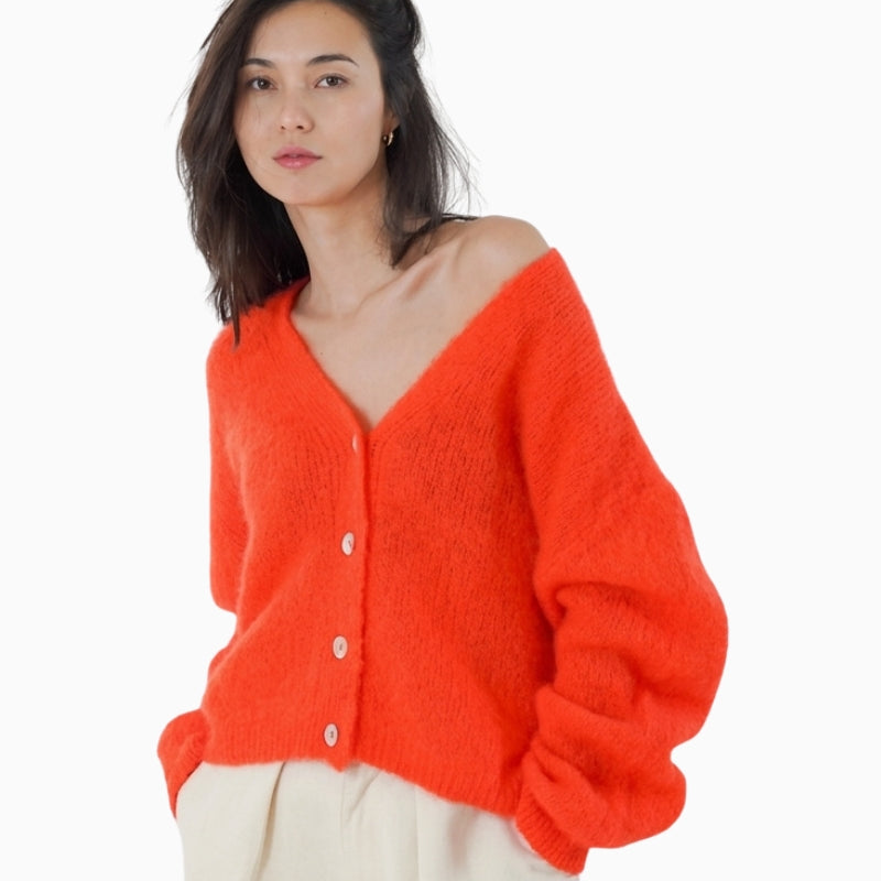 TWNS The Label Malia Cardigan in red front view