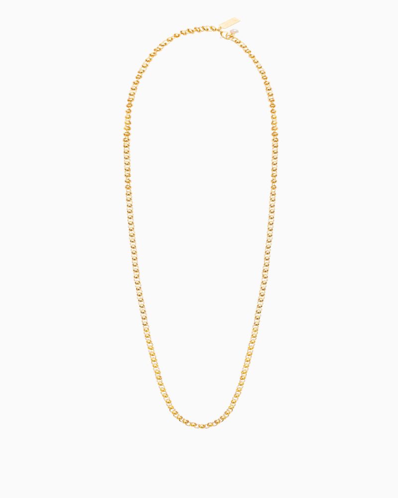 Talis Chains long gold plated belcher chain necklace with freshwater pearl