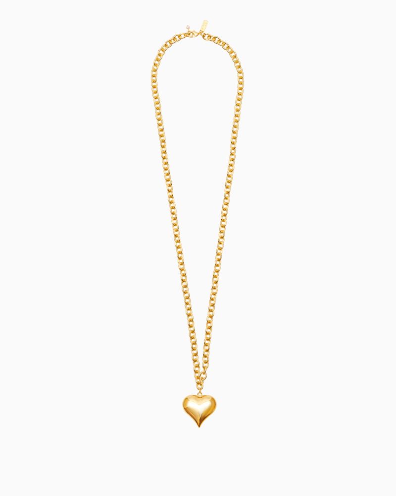 Talis Chains chubby heart pendant necklace with 18 carat gold plating and freshwater pearl