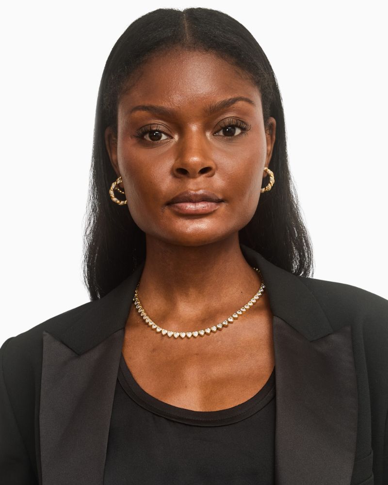 Talis Chains hearts tennis necklace with 18 carat gold plating and cubic zirconia