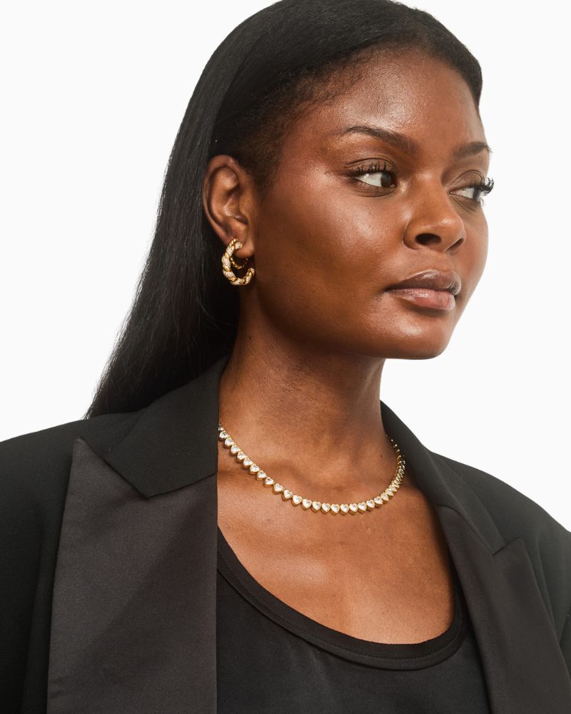 Talis Chains hearts tennis necklace with 18 carat gold plating and cubic zirconia