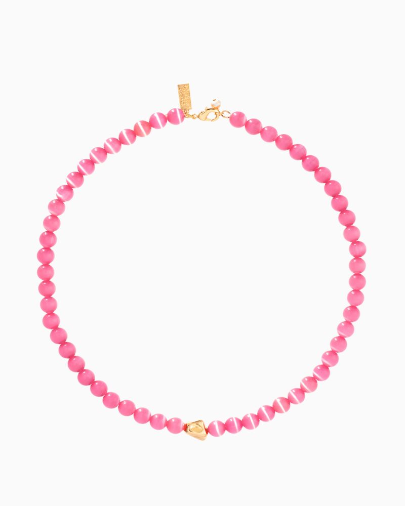 Talis Chains Tokyo choker with pink cat eye beads, freshwater pearl and 18 carat gold plating