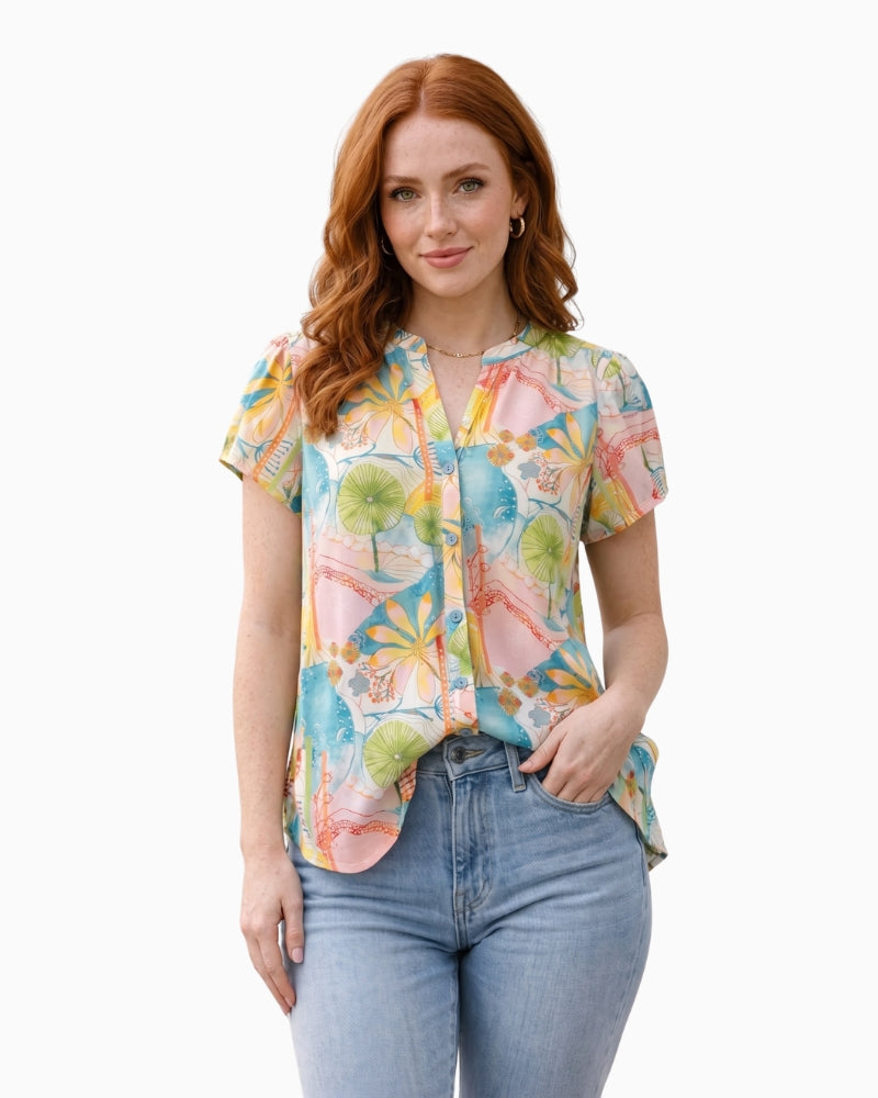 Tinta Geranio Summer Top turquoise front view