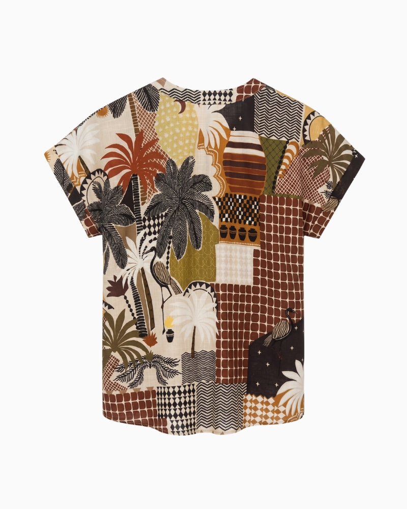 Tinta Saori Blouse in brown back view