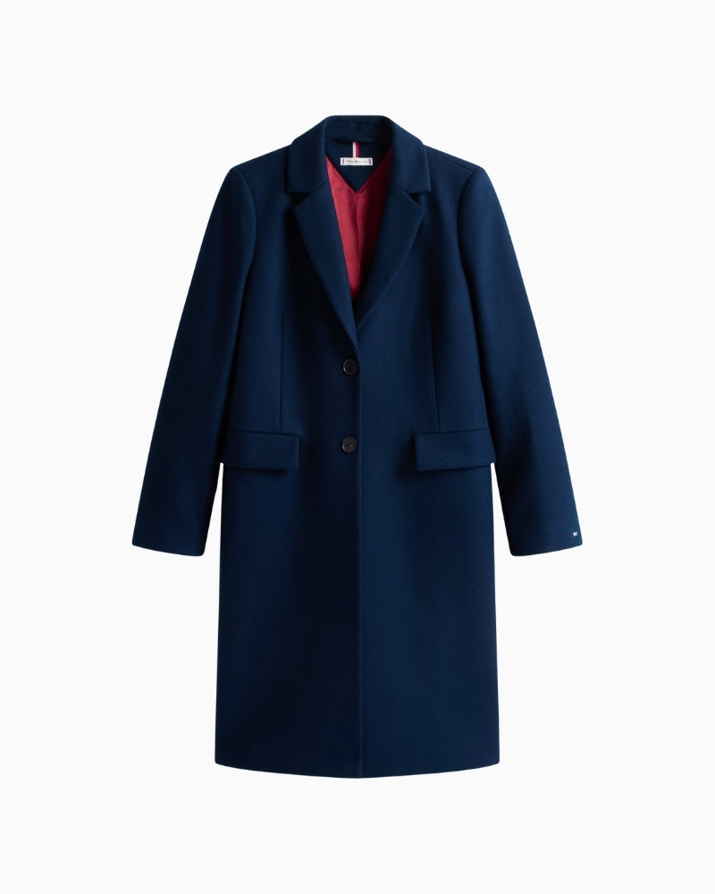 Classic wool coat by Tommy Hilfiger in regular fit with soft tailored finish