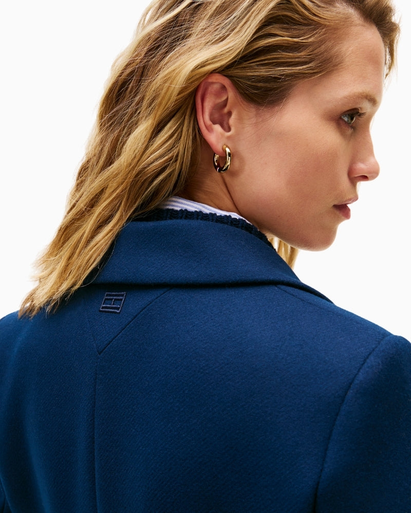 Close up of Classic wool coat by Tommy Hilfiger in regular fit with soft tailored finish