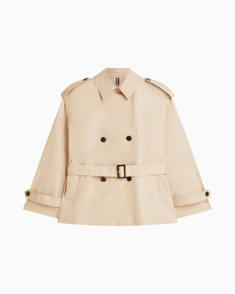 Tommy Hilfiger cotton short trench front view – Áines Boutique
