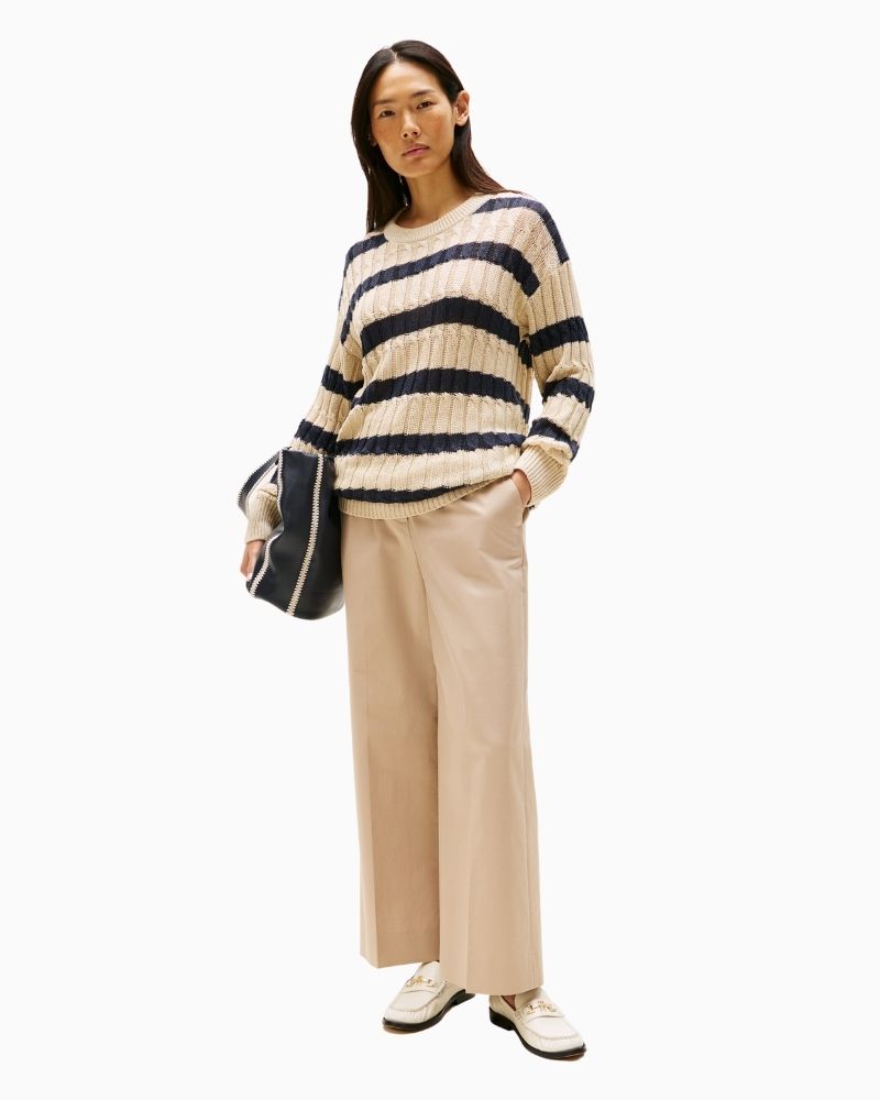 Wide leg ankle pants by Tommy Hilfiger styled with white trainers