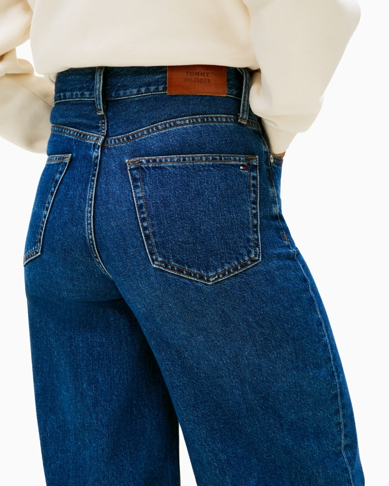 Detail of rigid cotton denim texture with vintage wash