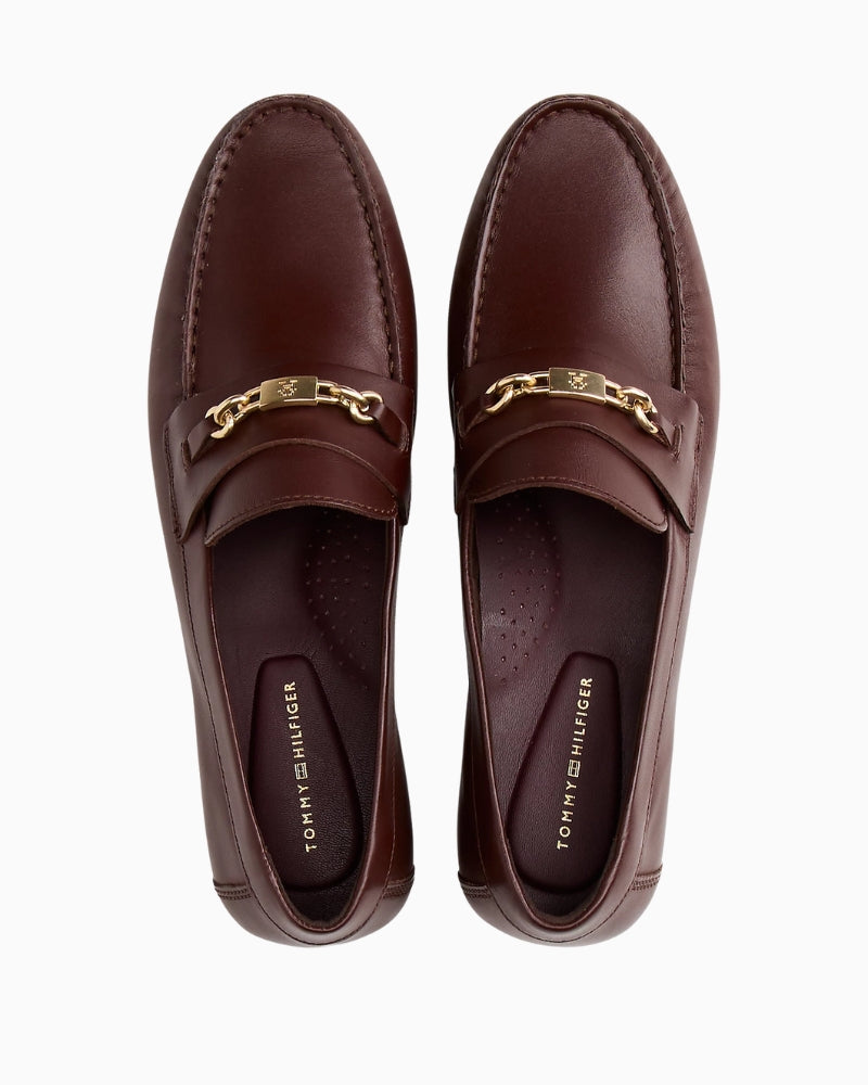 Tommy Hilfiger leather horsebit loafers upper view – Áines Boutique