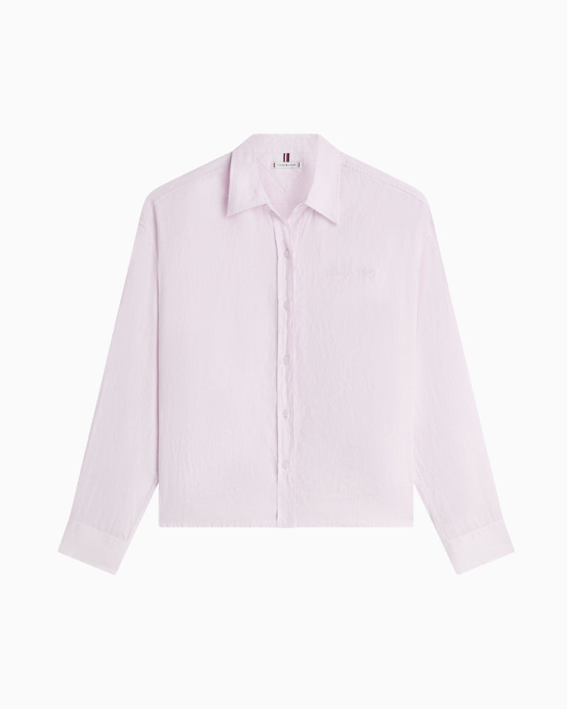 Tommy Hilfiger linen round hem shirt front view – Áines Boutique