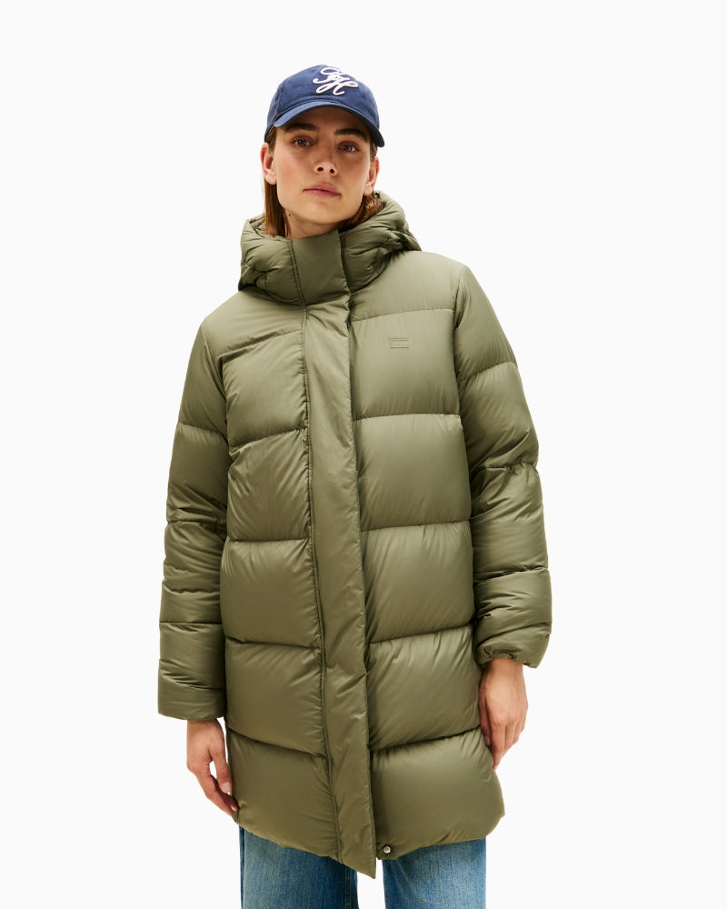 Olive Tommy Hilfiger modern down coat with quilted design