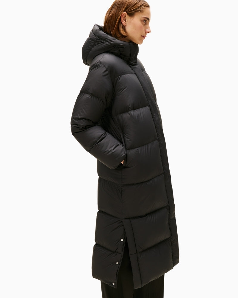 Tommy Hilfiger black maxi down coat with quilted finish and longline silhouette