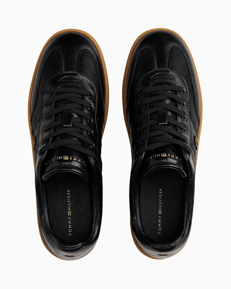 Tommy Hilfiger monogram trainers with leather and suede textures