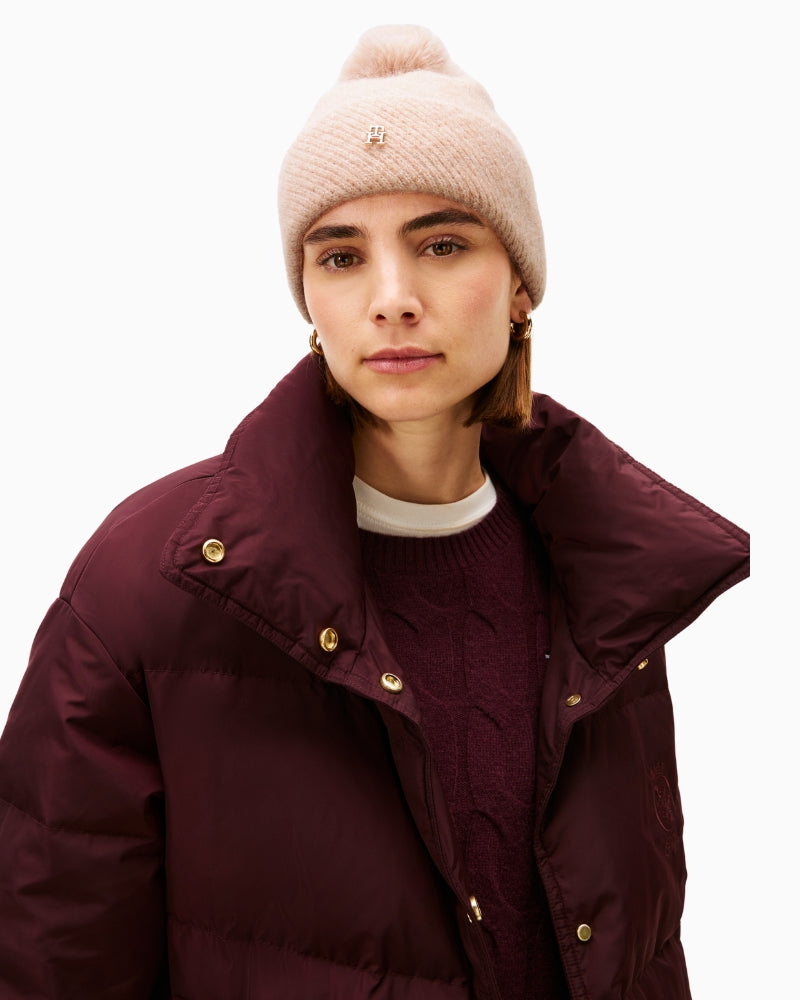 Tommy Hilfiger pom pom beanie with subtle lurex shimmer