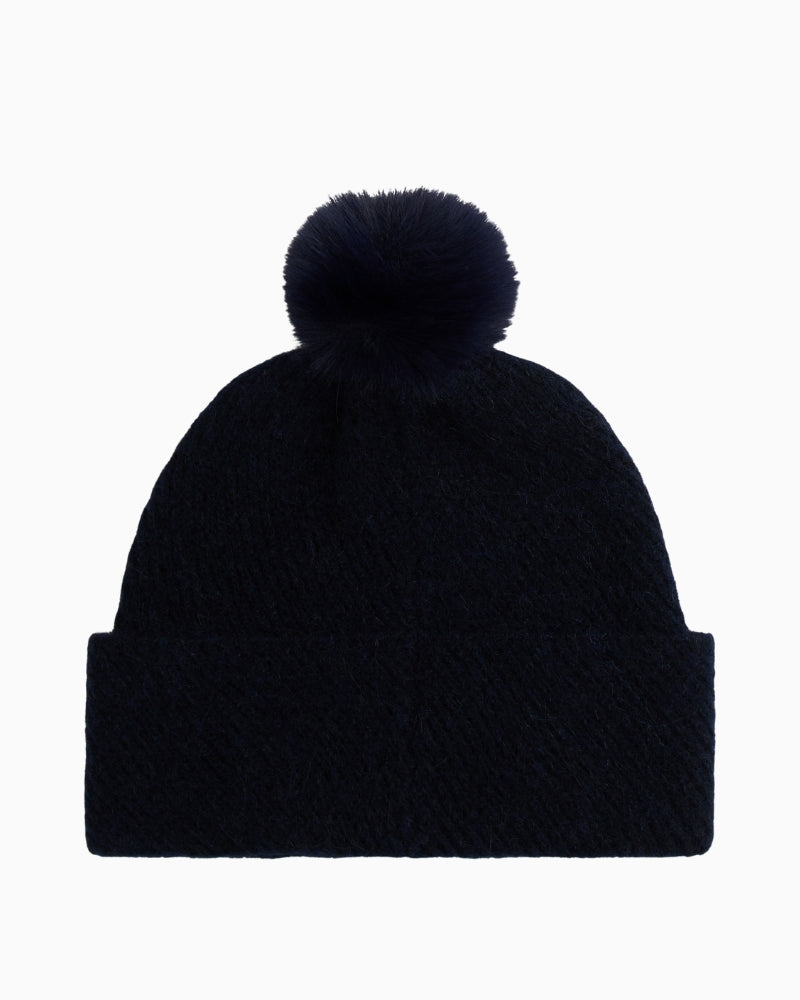 Warm winter hat with soft stretch fit and pom pom