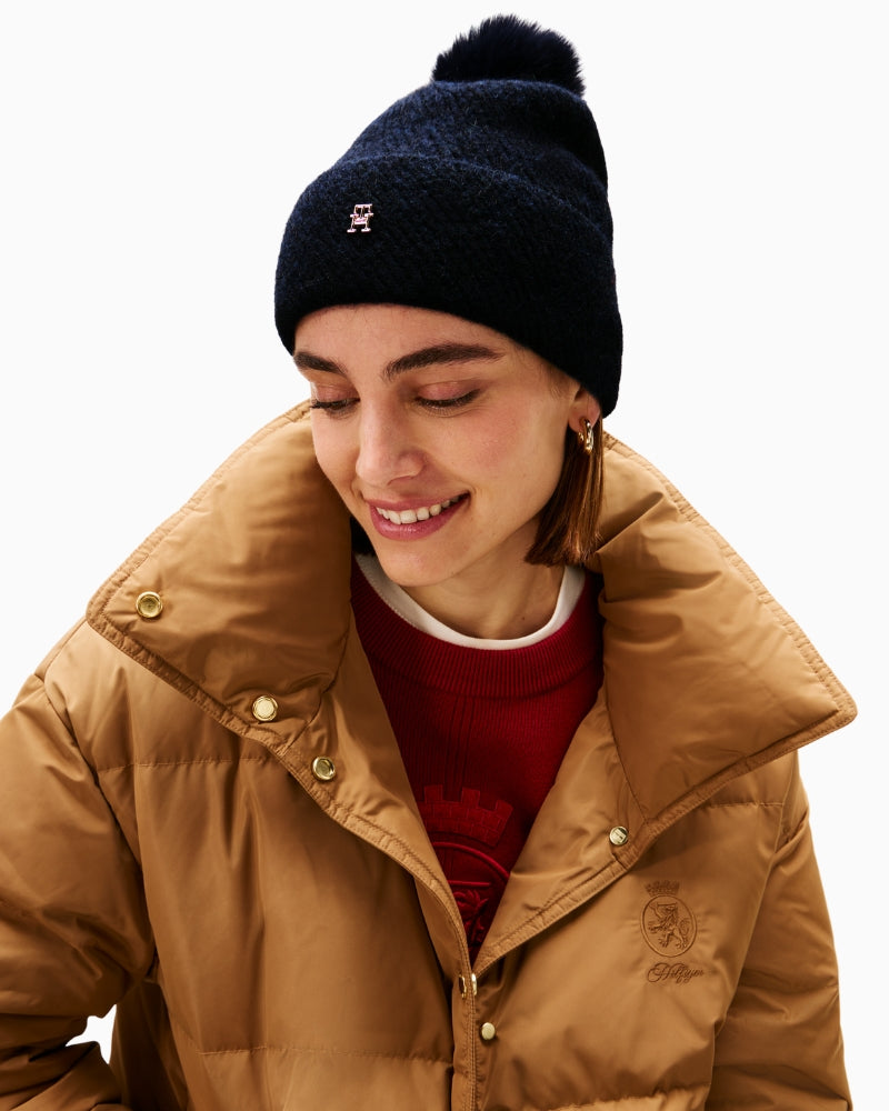 Ribbed knit beanie with subtle Tommy Hilfiger branding