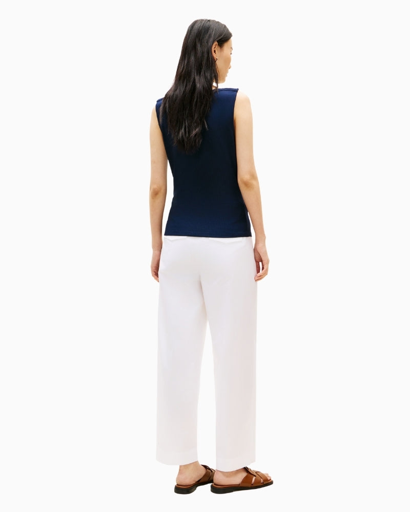 Tommy Hilfiger navy ribbed boat-neck tank slim fit detail – Áines Boutique