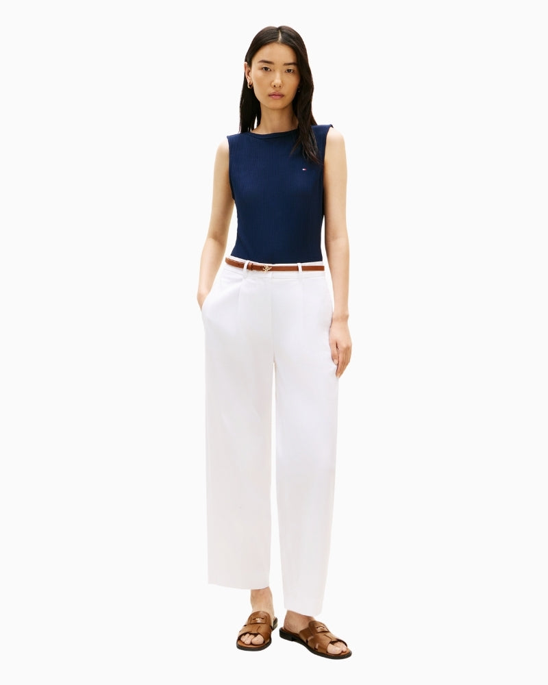 Tommy Hilfiger rib slim tank styled with white trousers – Áines Boutique