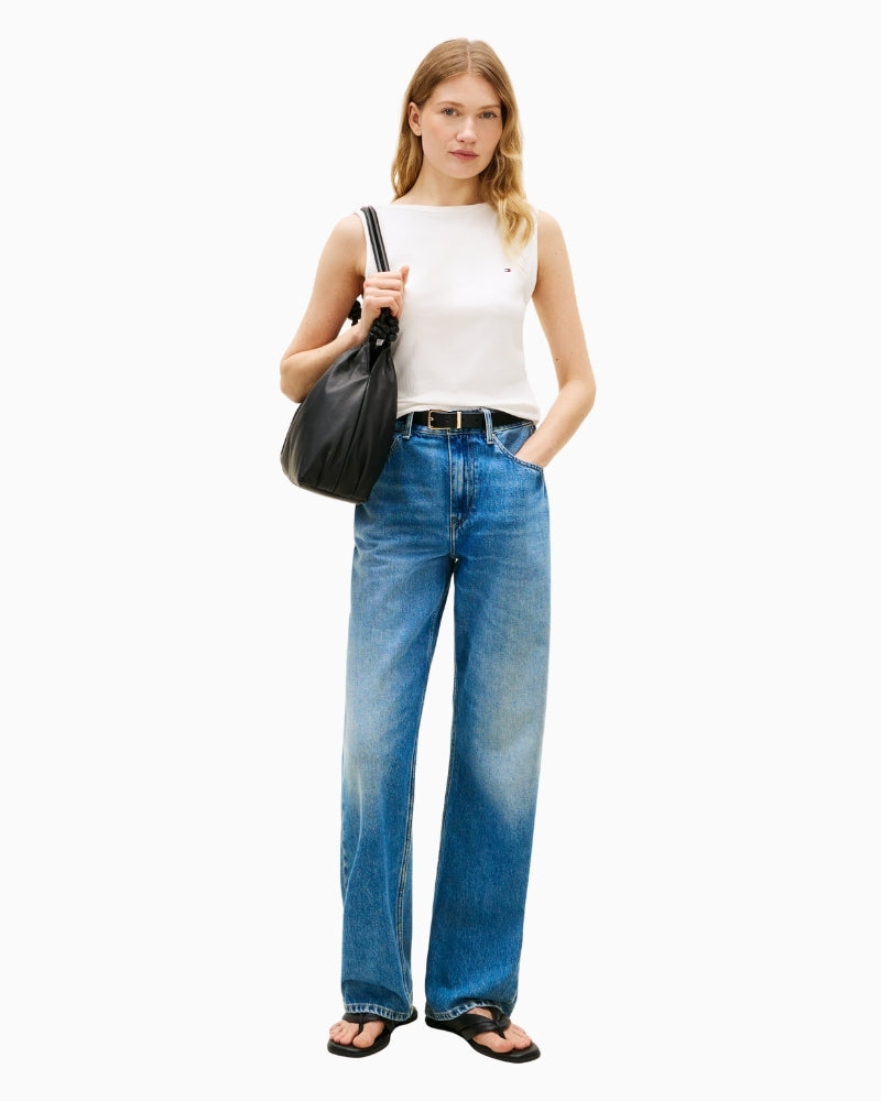 Tommy Hilfiger rib slim tank styled with blue denim – Áines Boutique