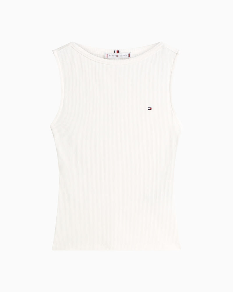 Tommy Hilfiger rib slim boat-neck tank front view – Áines Boutique