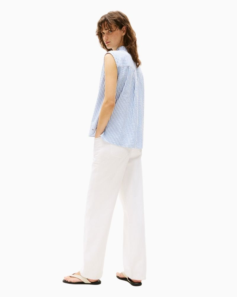 Side of Lightweight cotton blouse with soft texture and Tommy branding