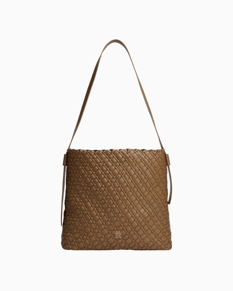 Tommy Hilfiger maxi hobo bag in brown faux leather with braided handle