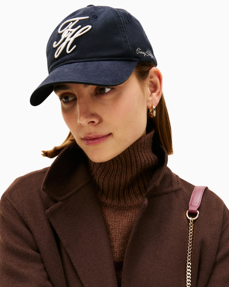 Front view of Tommy Hilfiger embroidered cotton cap with curved brim