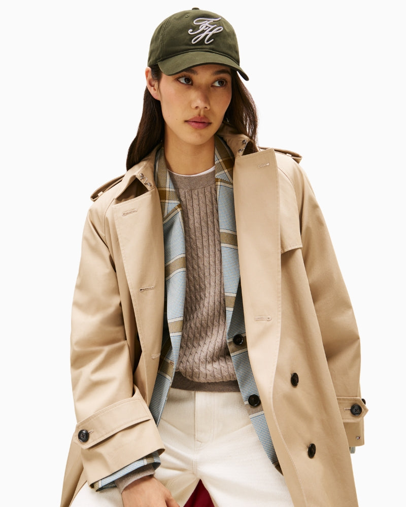 Front view of TH embroidered cotton cap in green