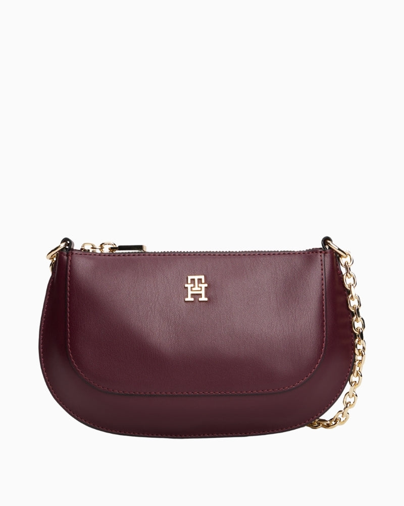 Tommy Hilfiger mini crossover bag in wine with gold chain strap
