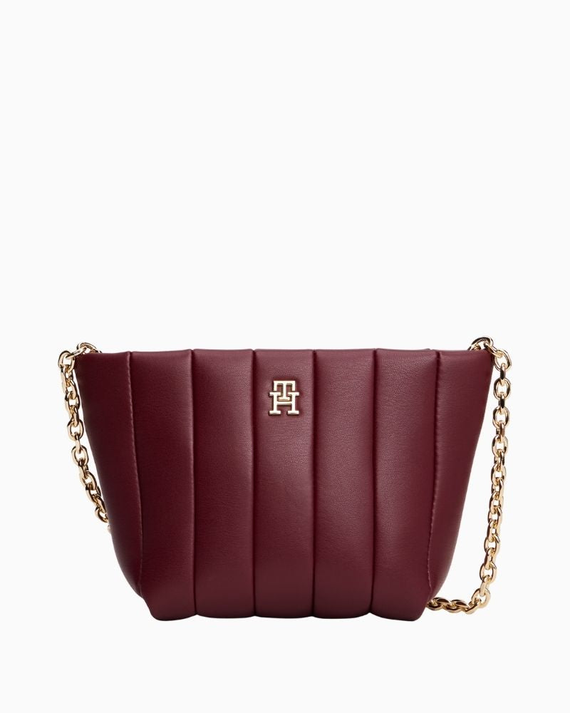 Tommy Hilfiger rouge red mini crossover bag with zip closure and adjustable strap