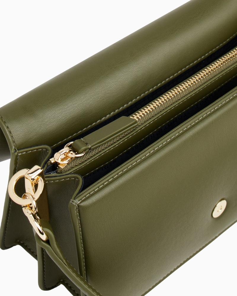 Interior of Tommy Hilfiger convertible bag with two compartments
