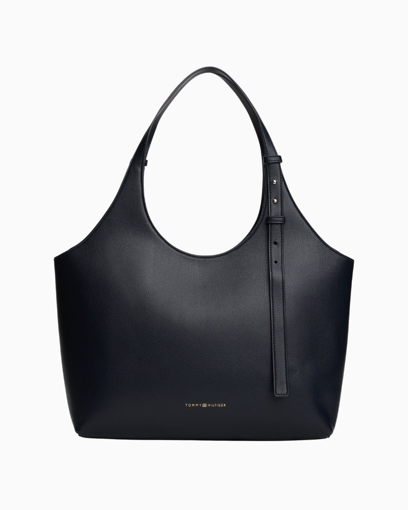 Tommy Hilfiger blue logo tote bag in structured faux leather