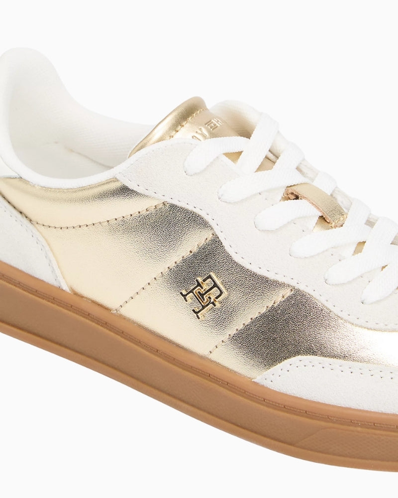 Close-up of debossed Tommy Hilfiger logo on tongue