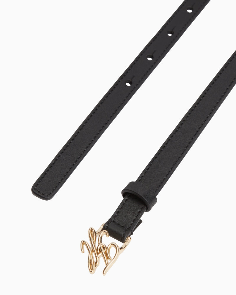 Tommy Hilfiger TH Script 1.5 leather belt black length detail – Áines Boutique
