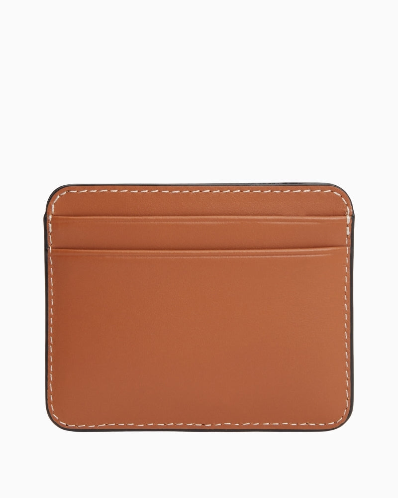 Tommy Hilfiger TH Script leather card holder tan back view – Áines Boutique