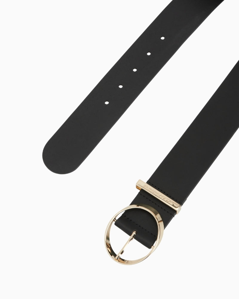 Tommy Hilfiger TH Style 5.0 leather belt black length detail – Áines Boutique