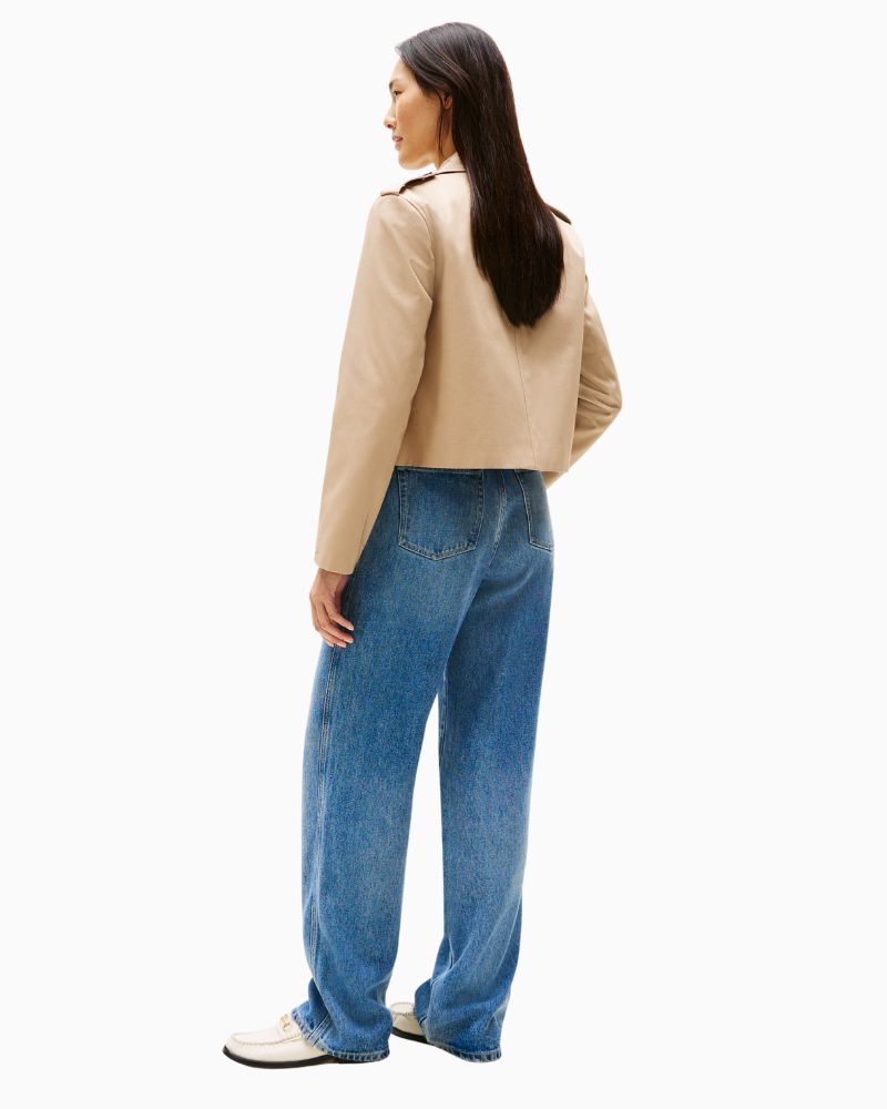 Back of Utility jacket in smart casual style, styled with jeans and trainers