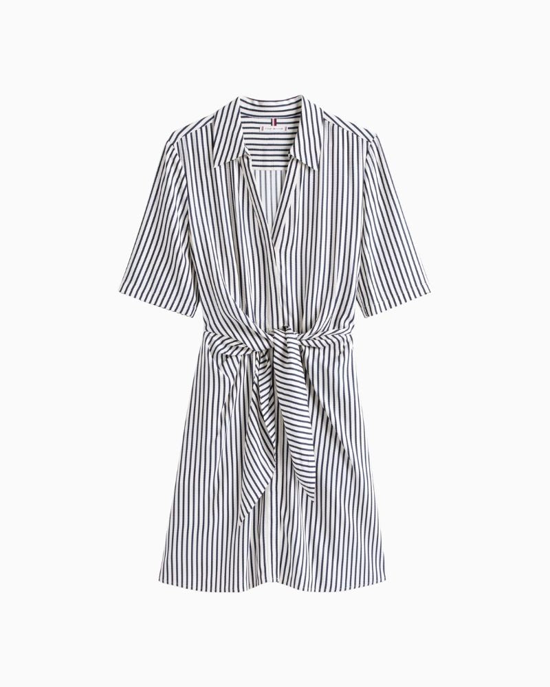 Tommy Hilfiger navy short dress with knot detail and short sleeves