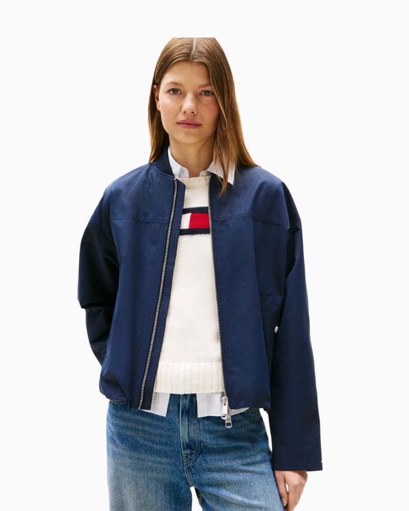 Tommy Hilfiger bomber jacket in cotton blend with water-repellent finish and rib collar