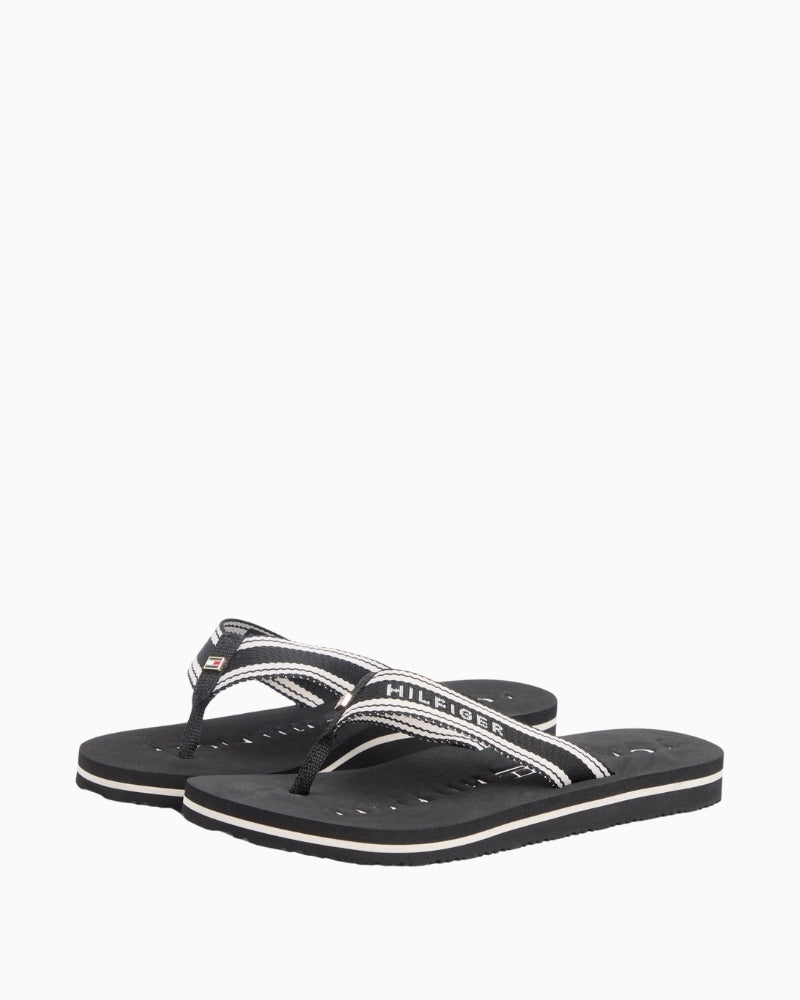 Black Tommy Hilfiger summer sandals paired view on white background – Áines Boutique