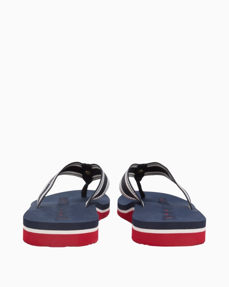 Navy Tommy Hilfiger flat sandal sole view – Áines Boutique