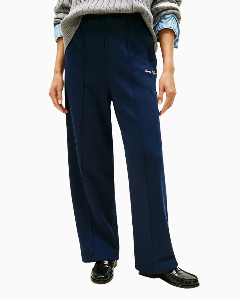 Front view of Tommy Hilfiger wide-leg joggers in cotton terry