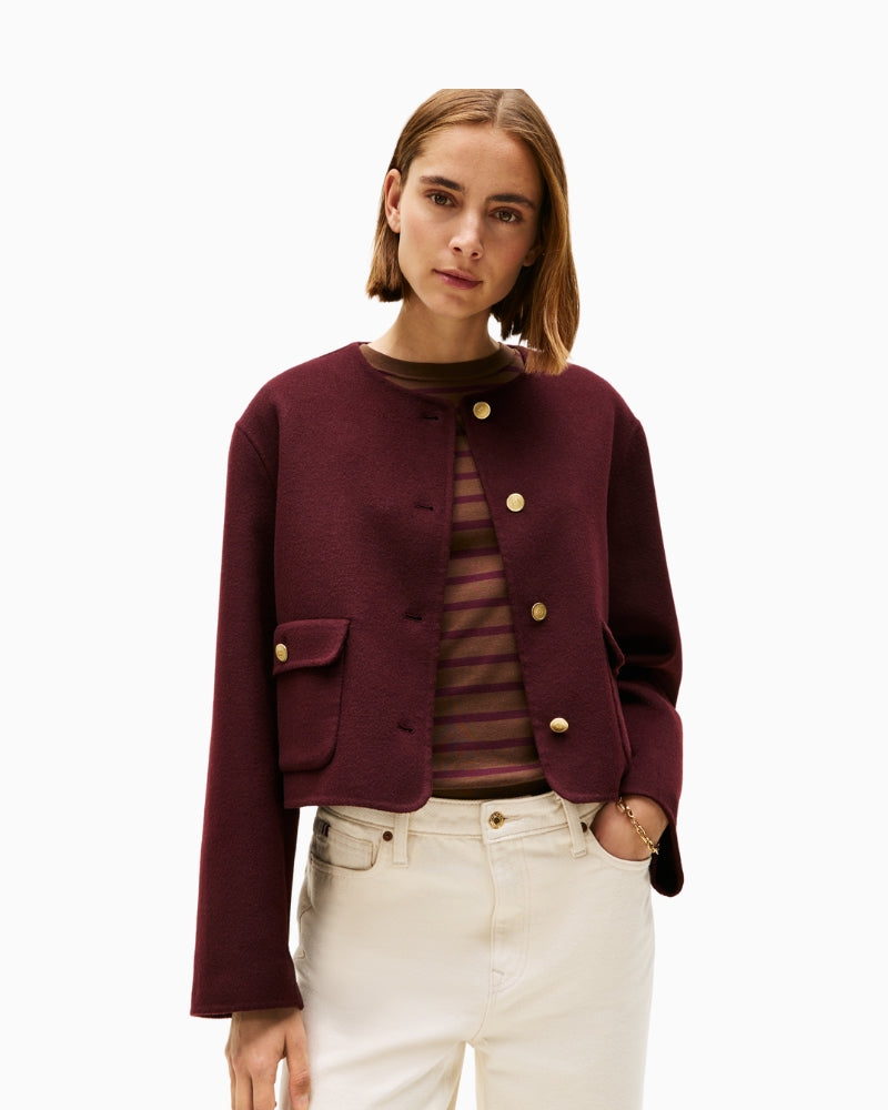 Burgundy Tommy Hilfiger wool blend tailored jacket with lapels