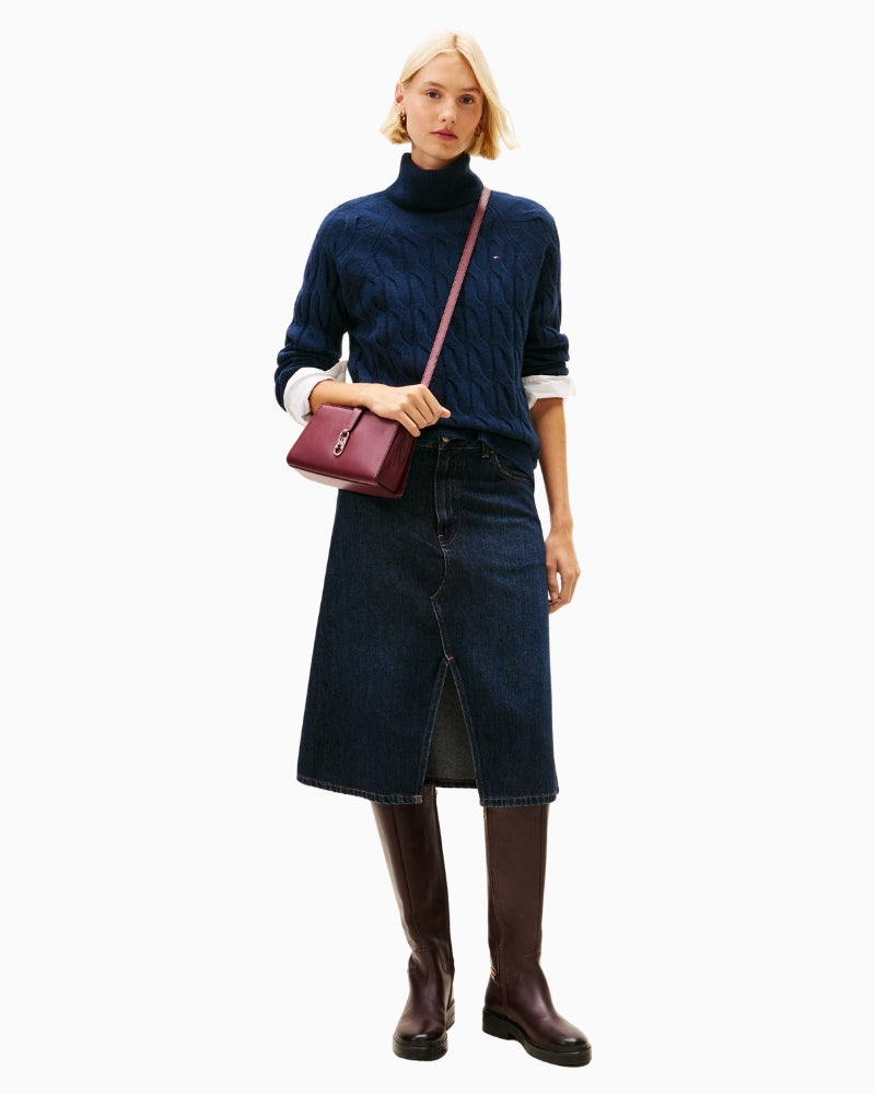 Women’s cable knit wool roll neck sweater by Tommy Hilfiger