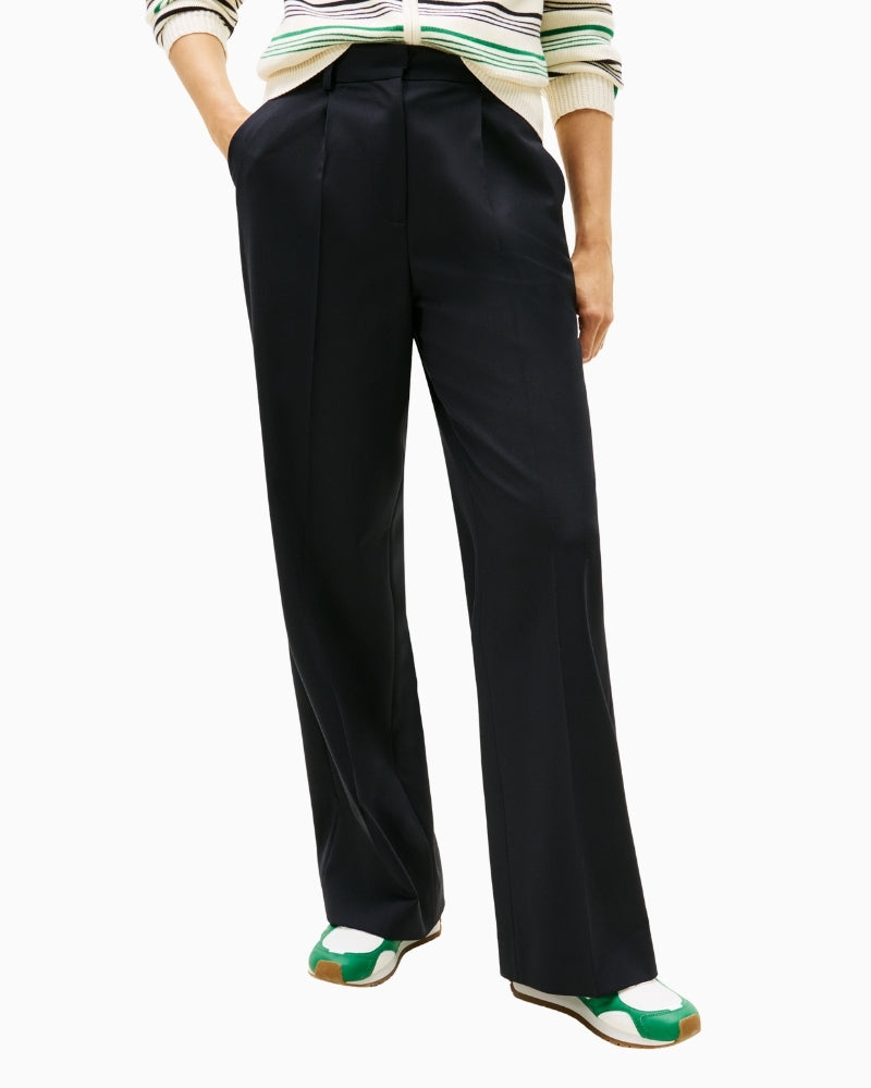 Front view of Tommy Hilfiger wide-leg wool trousers