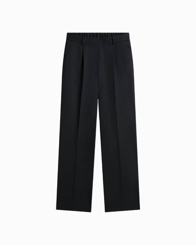 Front view of Tommy Hilfiger wide-leg wool trousers