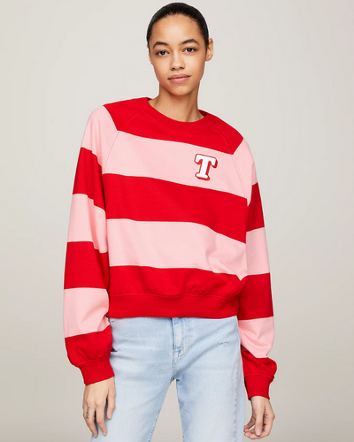 Tommy Jeans - Relaxed Letterman Stripe Crew Top