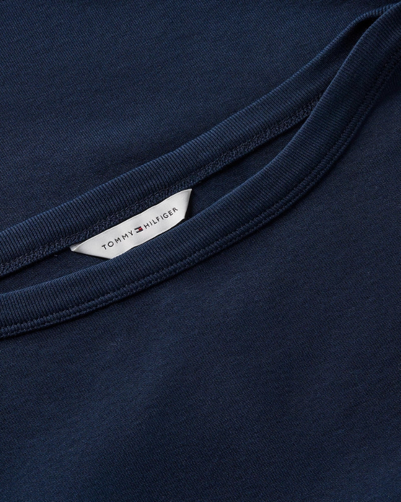 Tommy Hilfiger Gold-Tone Button Boat Neck T-Shirt in navy neckline detail